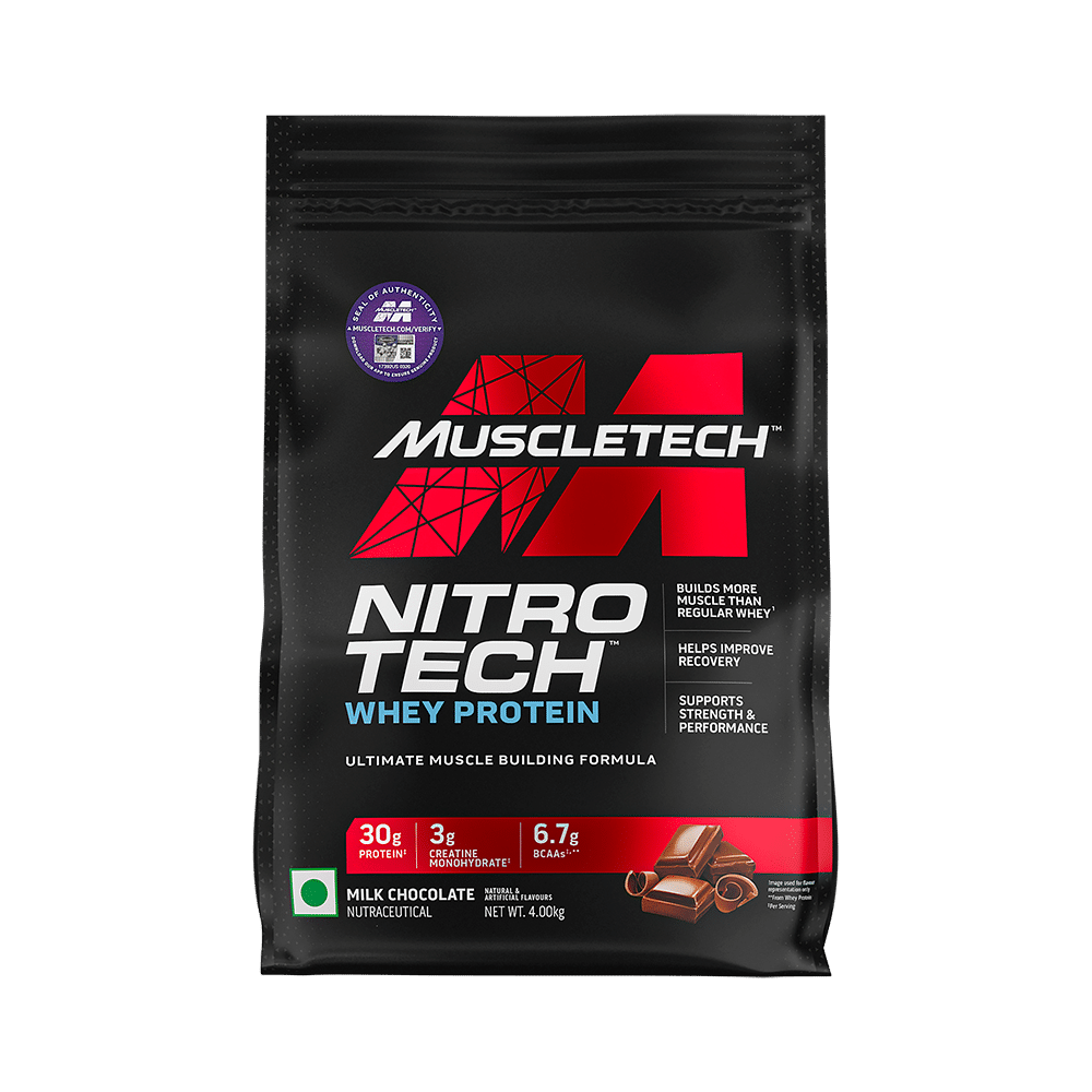 Muscletech Nitro Tech Whey Protein for Muscle Recovery | Flavour Powder Milk Chocolate - Image 1