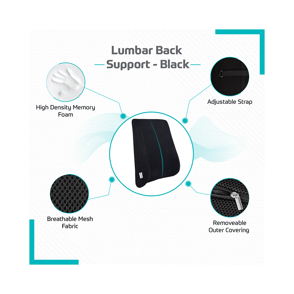 beatXP Orthopaedic Lumbar Back Support Black - Image 2