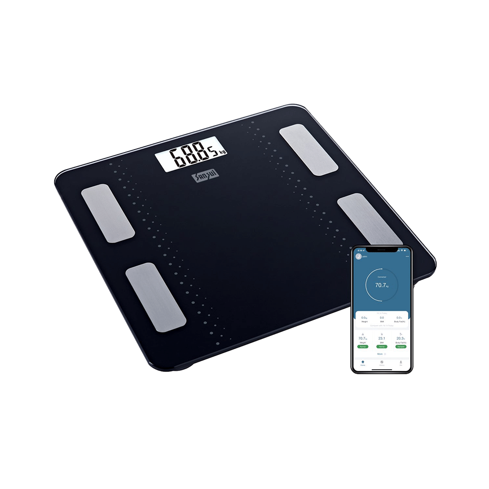 Sansui Smart Bluetooth Body Fat Analyser Weighing Scale Black 180kg - Image 1