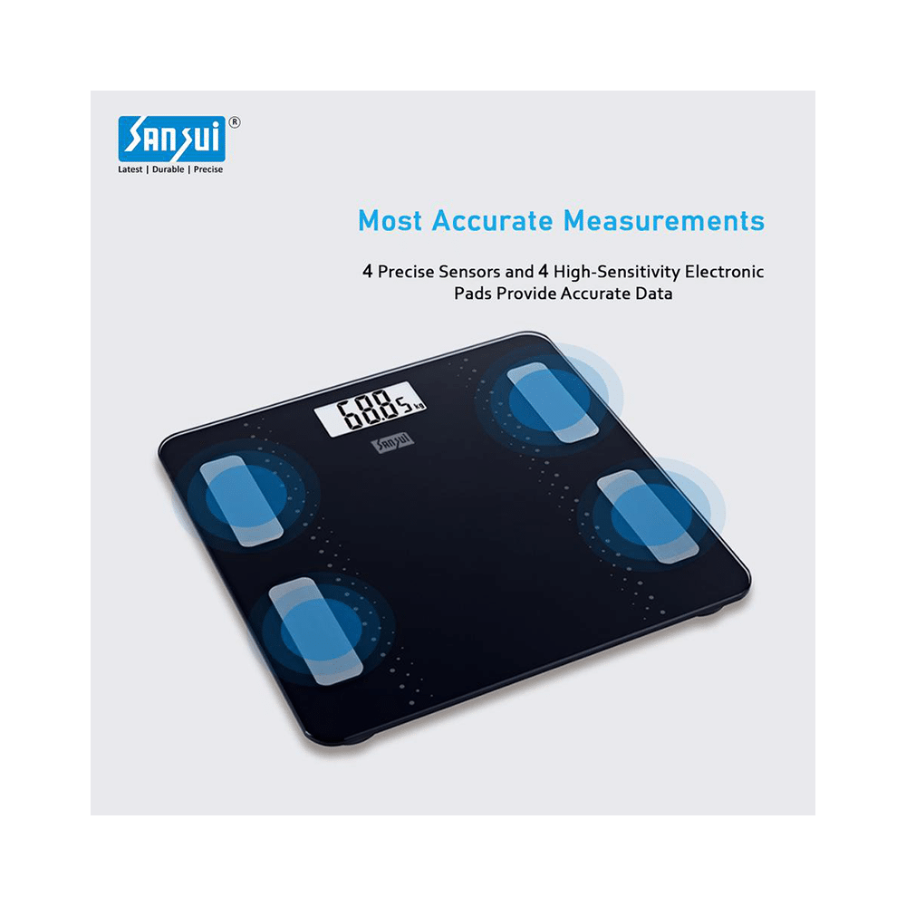 Sansui Smart Bluetooth Body Fat Analyser Weighing Scale Black 180kg - Image 7