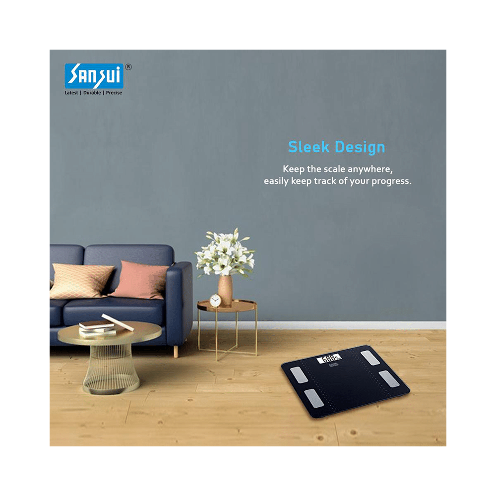 Sansui Smart Bluetooth Body Fat Analyser Weighing Scale Black 180kg - Image 6