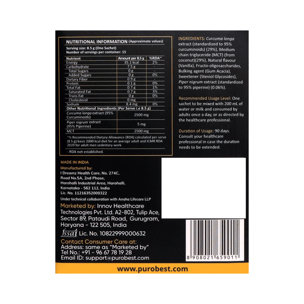 Purobest Curcu LPX 2500 Sachet (8.5gm Each) - Image 3