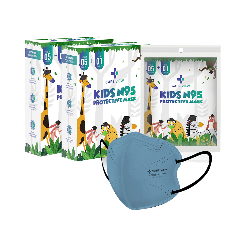 Care View Kids N95 Face Mask with 5 Layered Filtration DRDO SITRA BIS ISI Certified Mask Grey