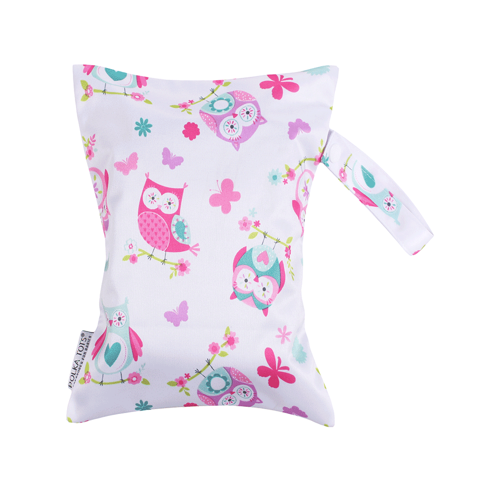 Polka Tots Wet Cloth Pouch Bag Owl Bird Design 20 X 25 cm - Image 2