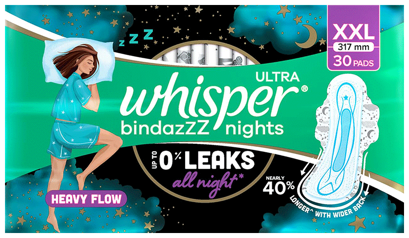 Whisper Ultra Bindazzz Nights XXL Pads  - Image 1