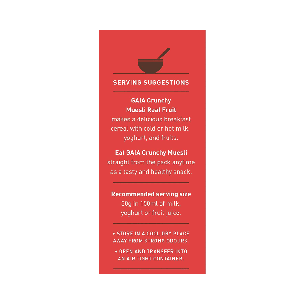 GAIA with Vitamins, Minerals, High Protein & Fibres for Nutrition | Crunchy Muesli Real Fruit - Image 4