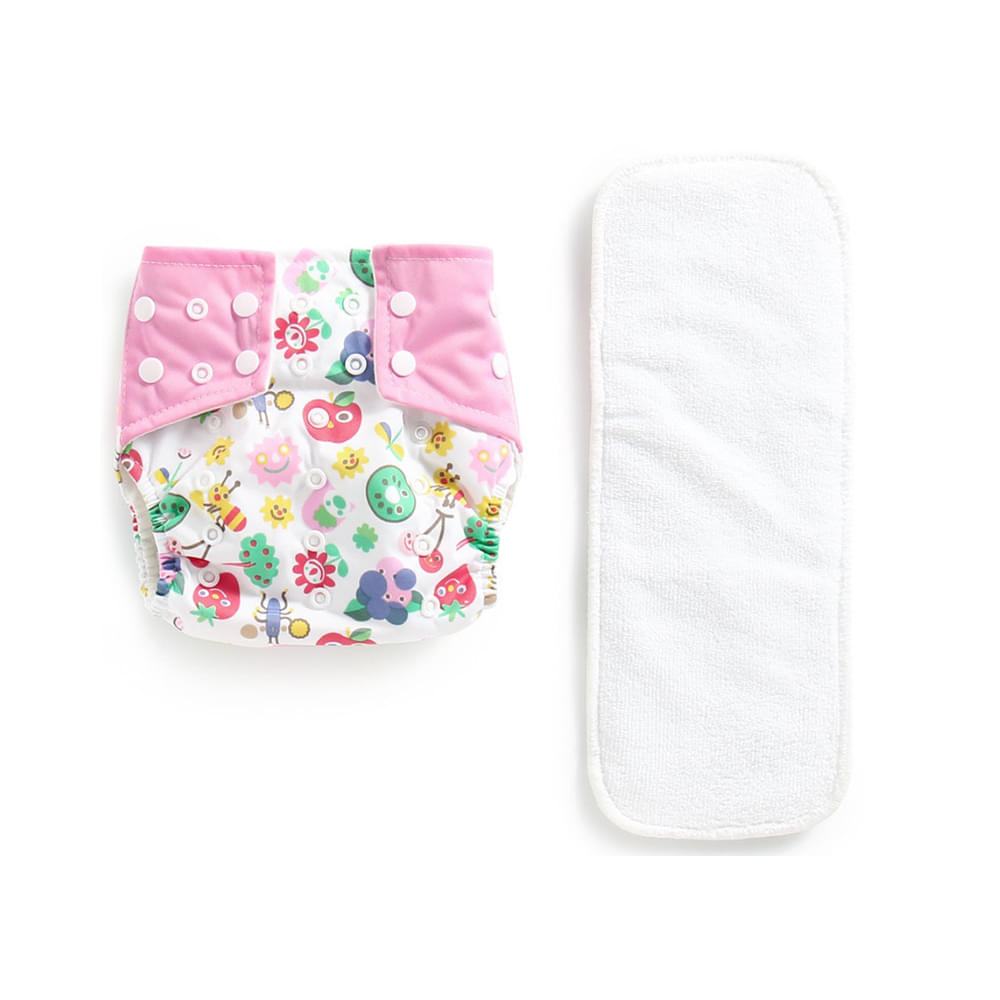 Polka Tots White Reusable & Washable White Cloth Diaper with 1 Diaper Liner and Size Adjustable Snap Buttons - Image 1