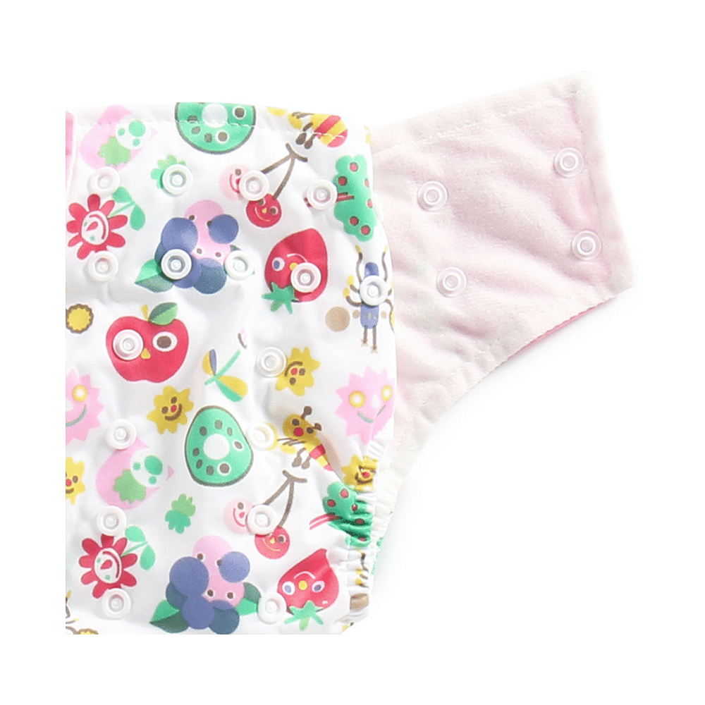 Polka Tots White Reusable & Washable White Cloth Diaper with 1 Diaper Liner and Size Adjustable Snap Buttons - Image 3