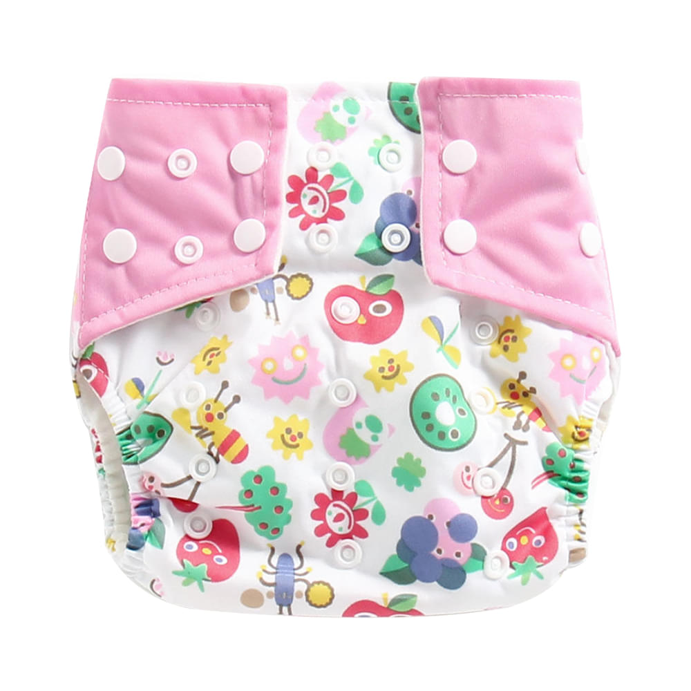 Polka Tots White Reusable & Washable White Cloth Diaper with 1 Diaper Liner and Size Adjustable Snap Buttons - Image 2