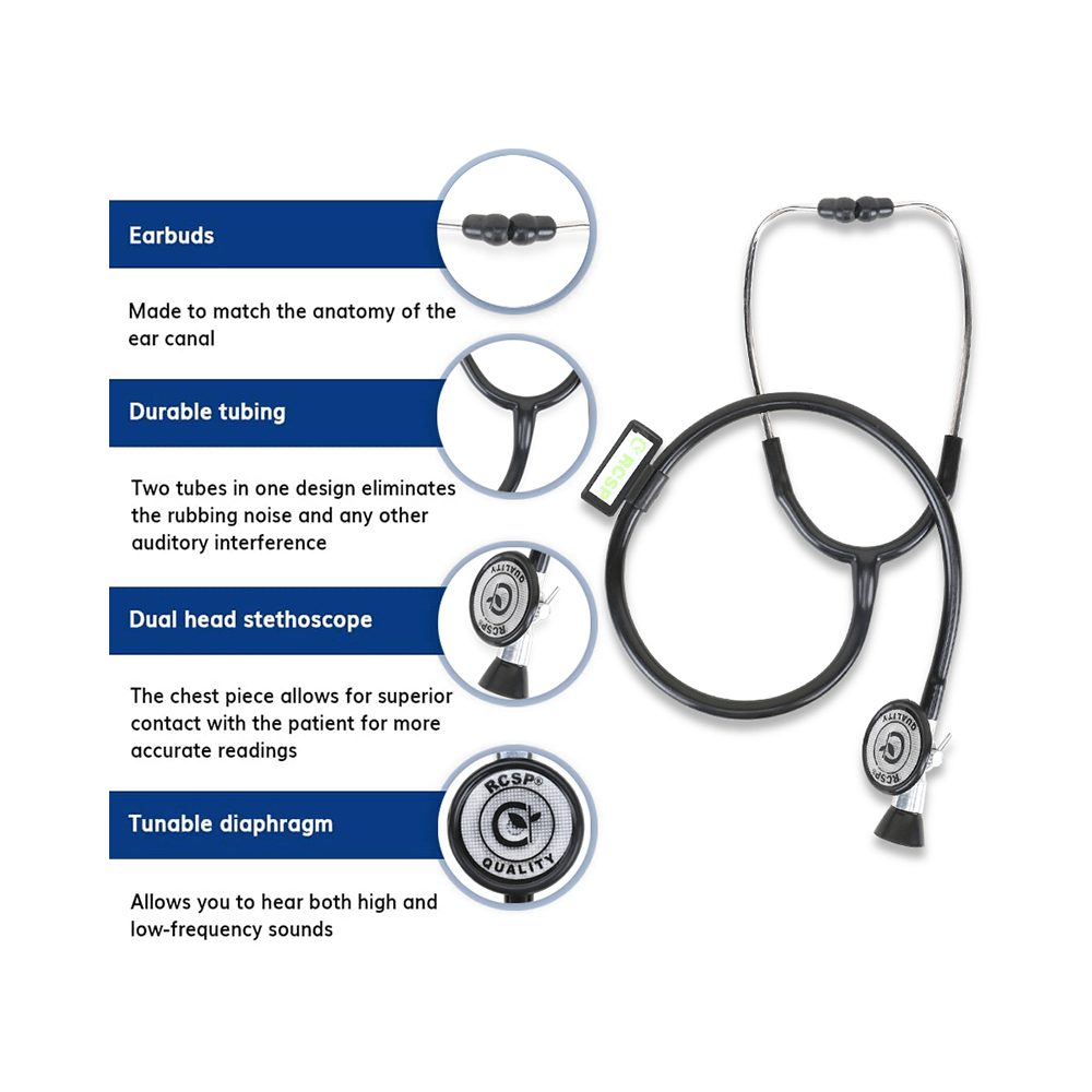 RCSP Bell Shape Stethoscope with Fetoscope Black - Image 4