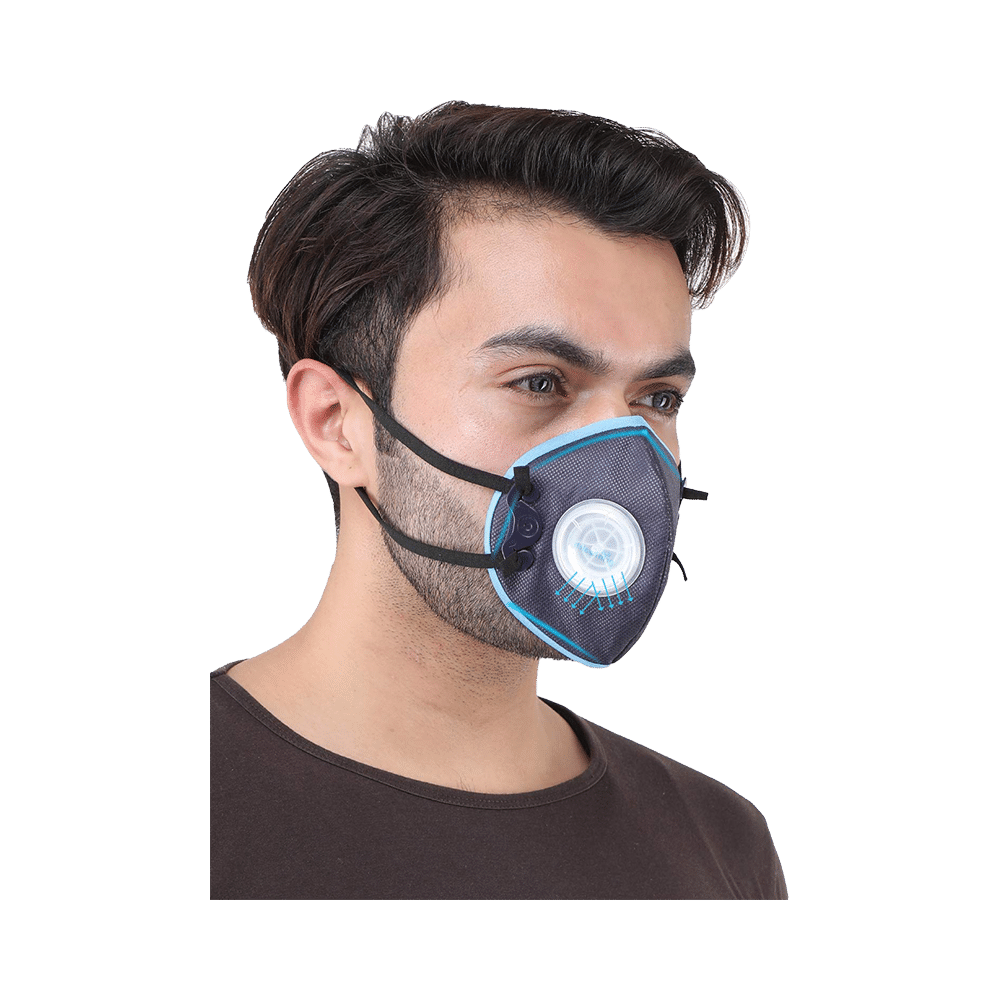 Grin Health N99 Fits-Most Ergonomic Protective 5 Layer Washable Mask Blue - Image 1