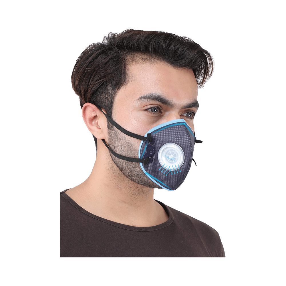 Grin Health N99 Fits-Most Ergonomic Protective 5 Layer Washable Mask Blue