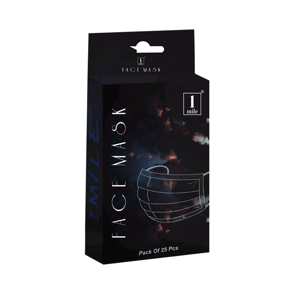 1Mile Blue Universal 3 Ply Disposable Surgical Face Mask with Nose Pin - Image 2