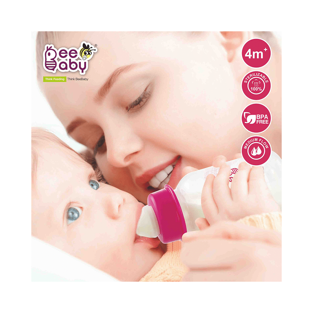 BeeBaby Basic Slim Neck Baby Feeding Bottle with Anti 4 Months+ Pink - Image 4