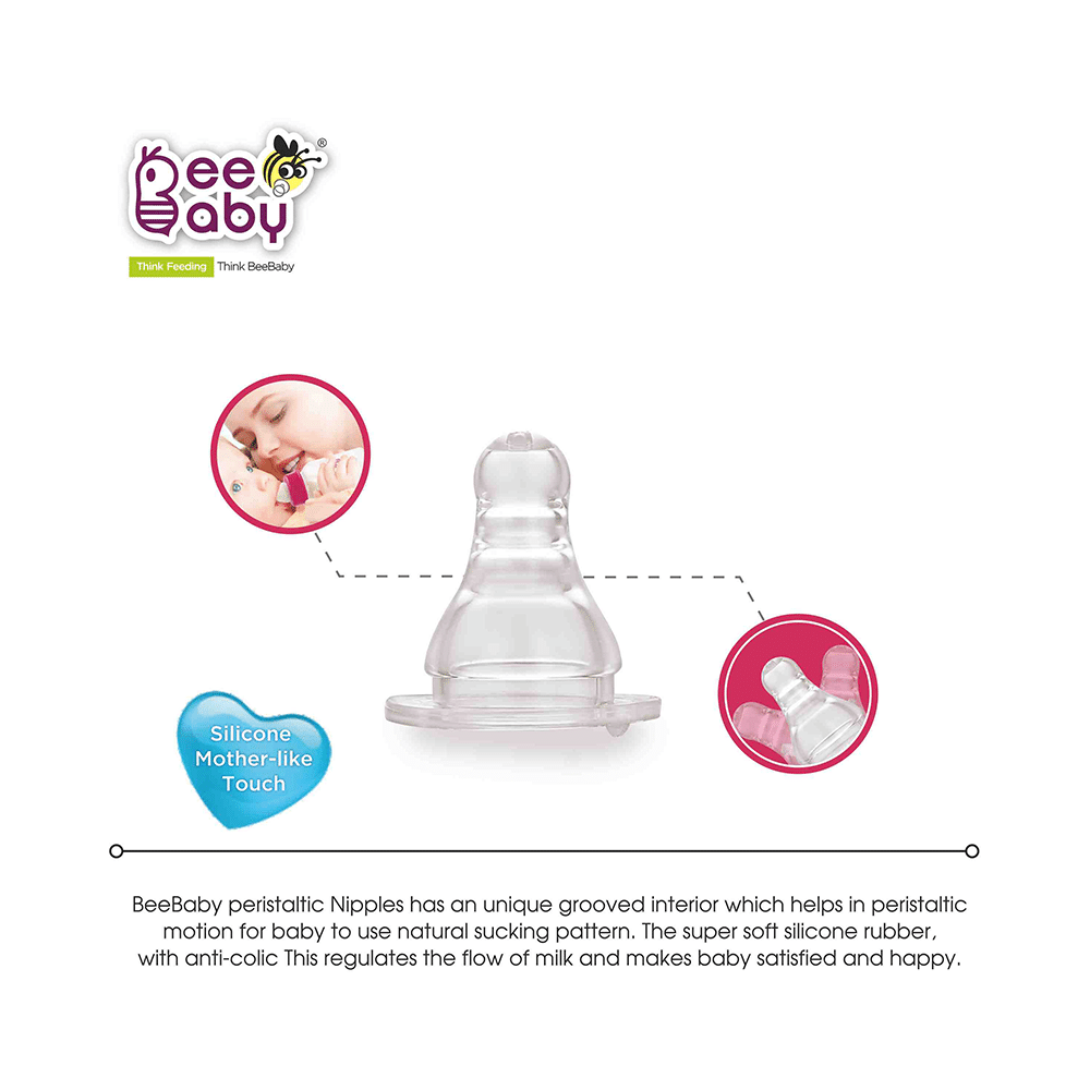 BeeBaby Basic Slim Neck Baby Feeding Bottle with Anti 4 Months+ Pink - Image 3