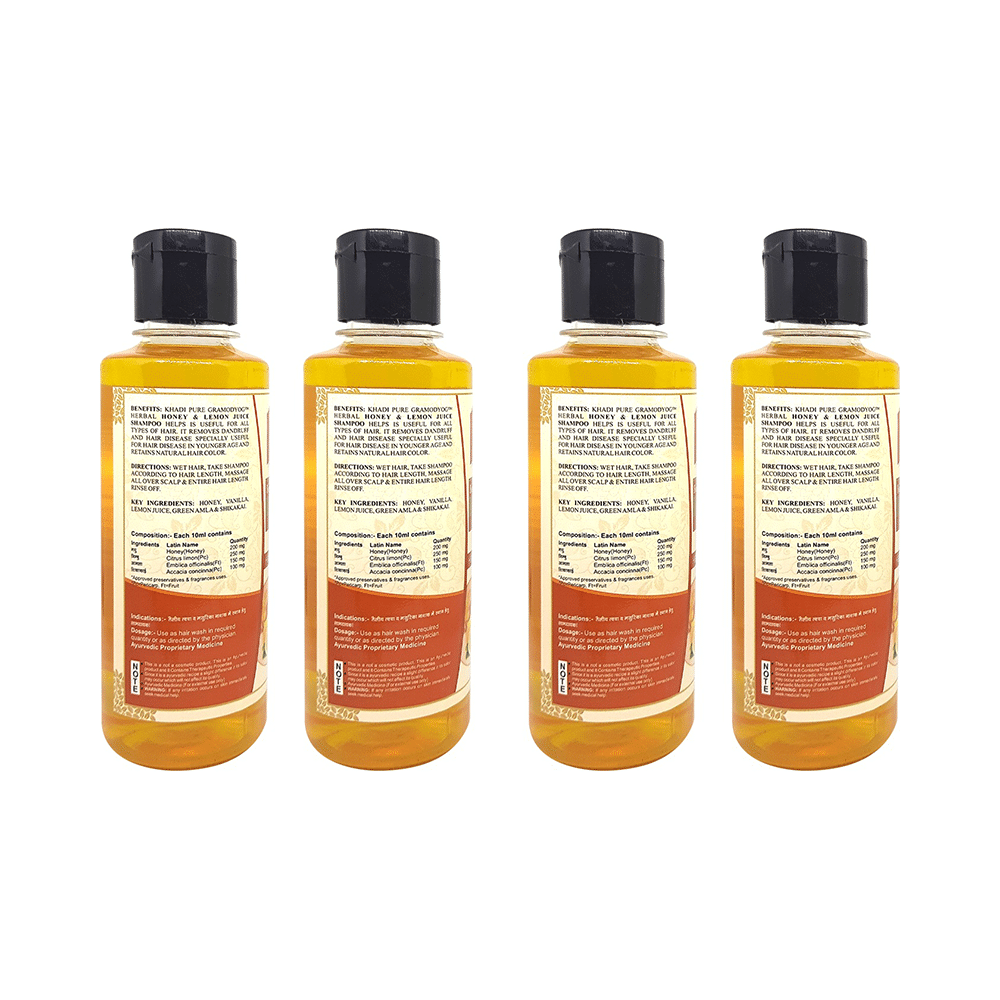 Khadi Pure Herbal Honey & Lemon Juice Shampoo (210ml Each) - Image 2