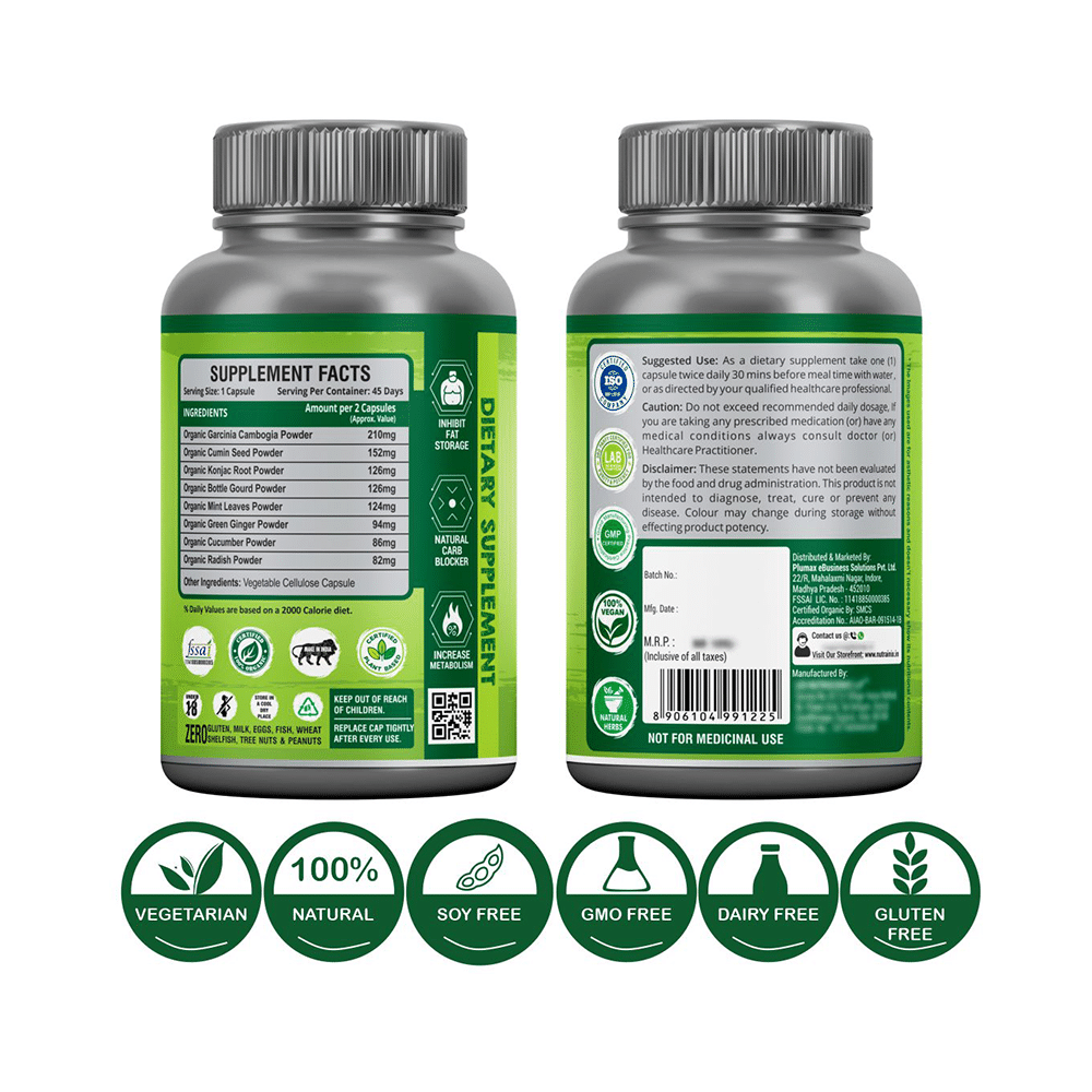 Nutrainix Organic & Plant-Based Garcinia Cambogia+ Vegetarian Capsule - Image 2