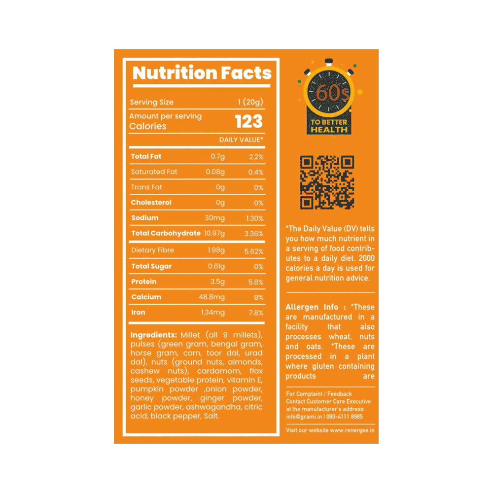 Grami Superfoods Renergee 9 Millets Instant Gluten Free Soup Sachet (20gm Each) Pumpkin - Image 2