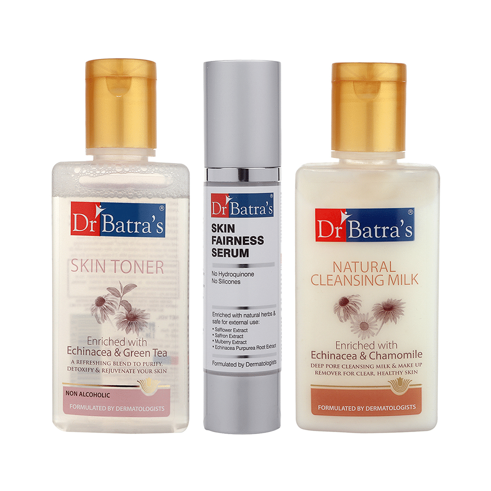 Dr Batra's Combo Pack of Skin Toner 100ml, Skin Fairness Serum 50gm and Natural Cleansing Milk 100ml - Image 1