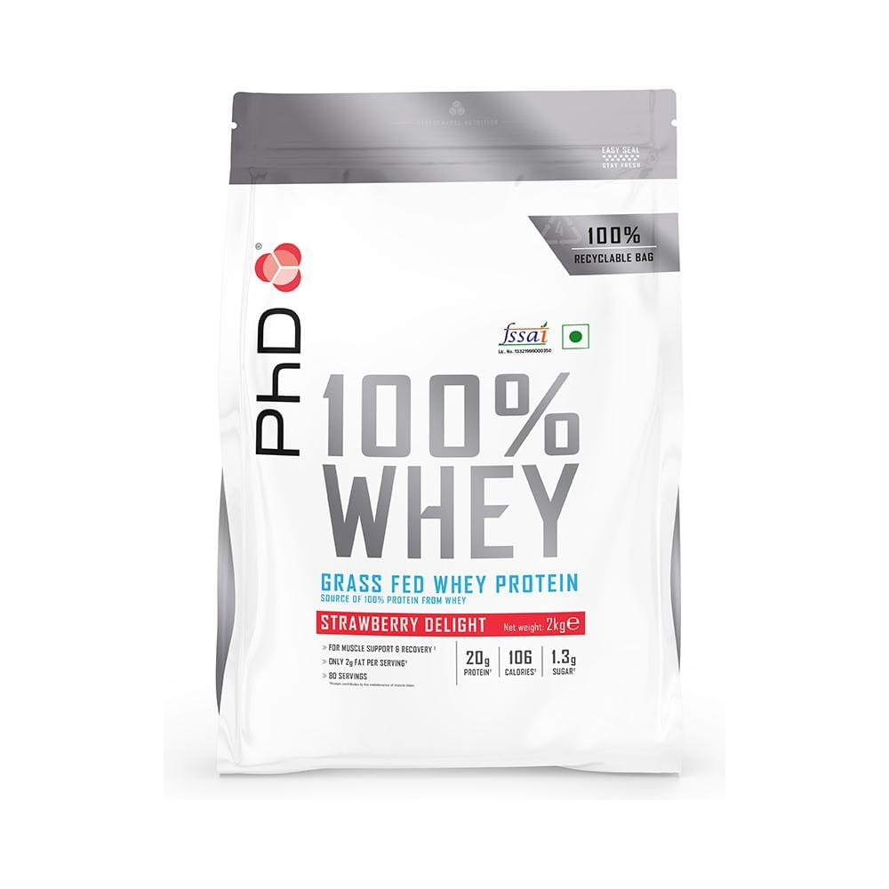 PHD 100% Grass Fed Whey Protein Powder Strawberry Delight - Image 1