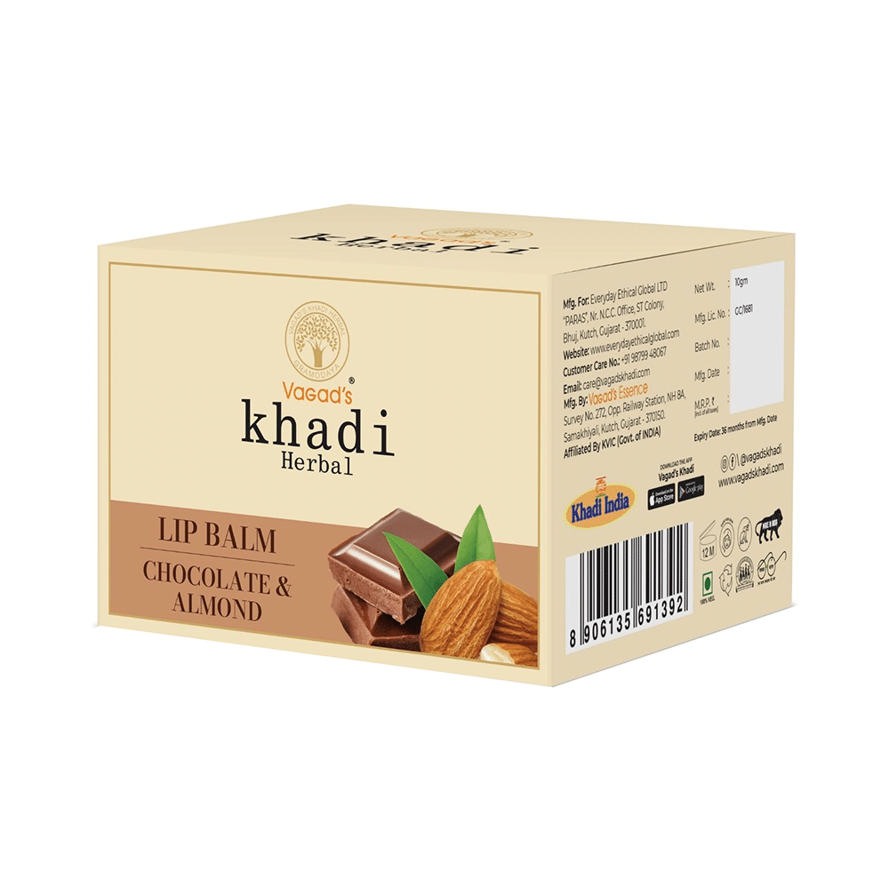 Vagad's Khadi Herbal Chocolate and Almond Lip Balm - Image 2