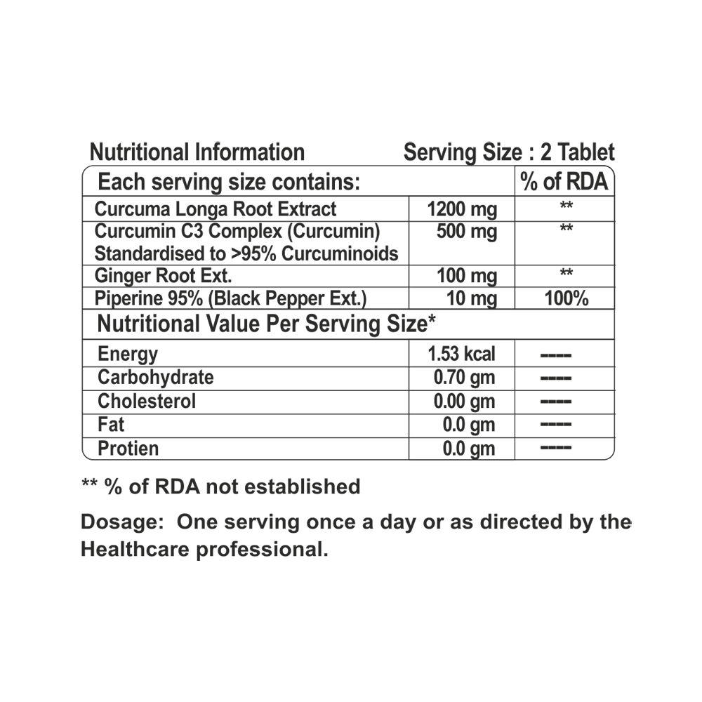 Mirayaahs Curcumin 95% with Piperine Tablet Sugar Free - Image 4