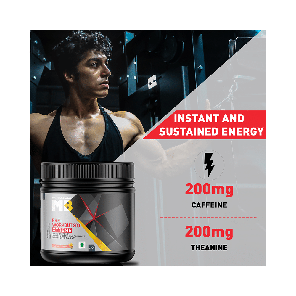 MuscleBlaze Pre-Workout 200 Xtreme | For Energy, Endurance & Muscle Pump | Powder Fruit Punch - Image 9