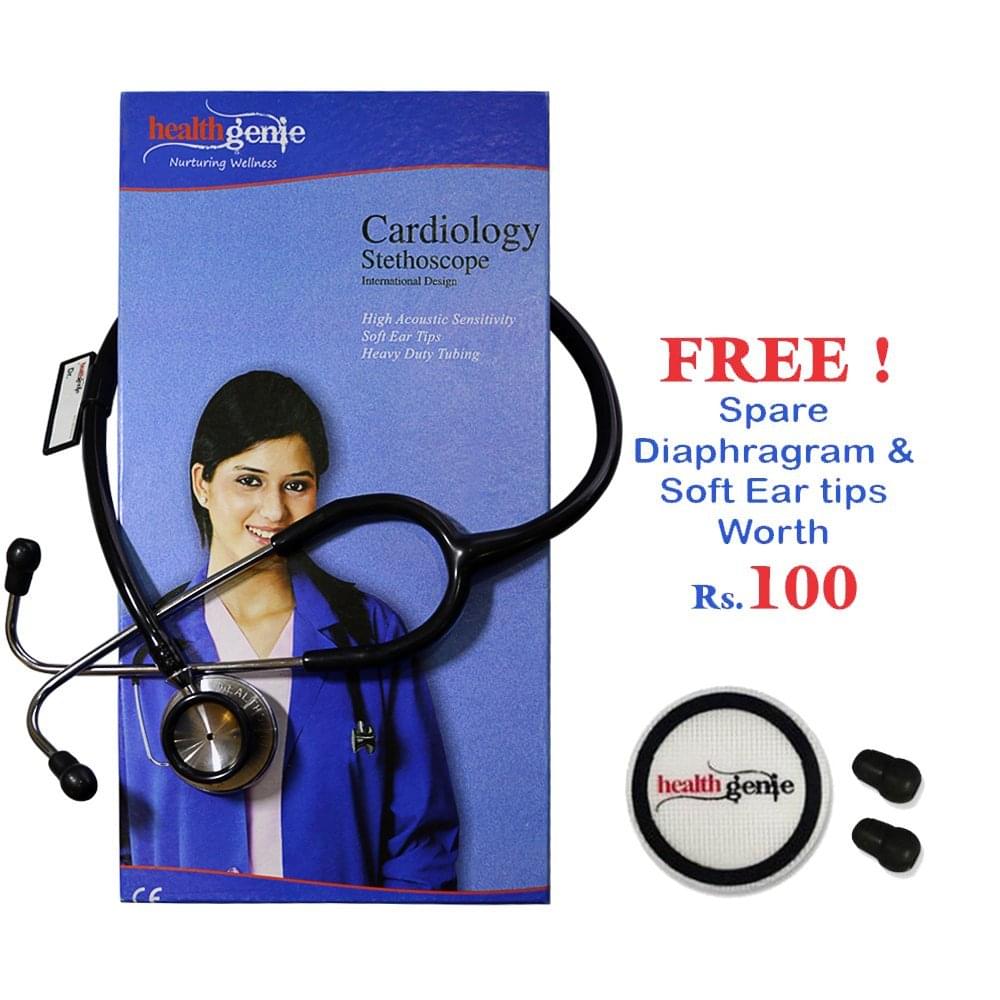Healthgenie HG-301B Doctors Dual Cardiology Stethoscope Black - Image 2