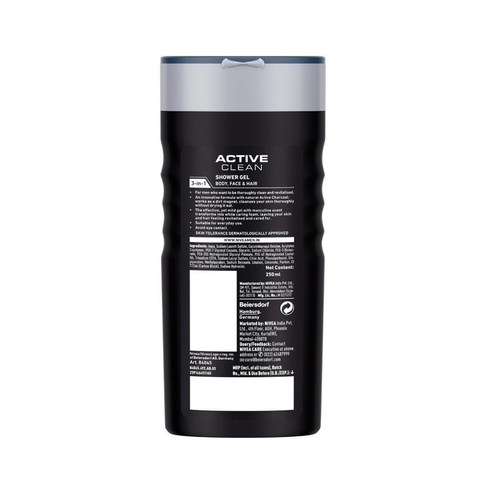 Nivea Men Shower Gel for Body, Skin & Hair | Active Clean - Image 2