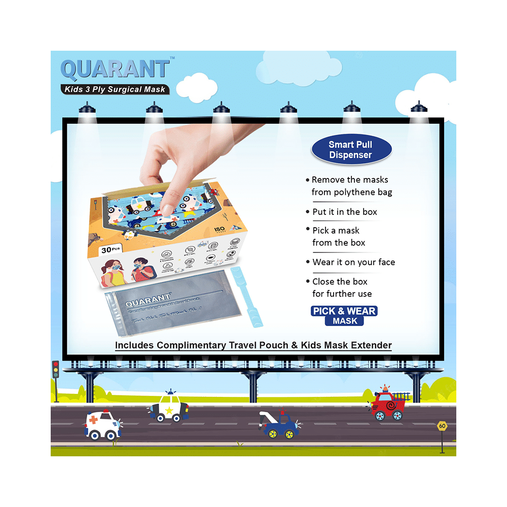 Quarant Kids 3 Ply Surgical Mask Car and Truck Design - Image 5