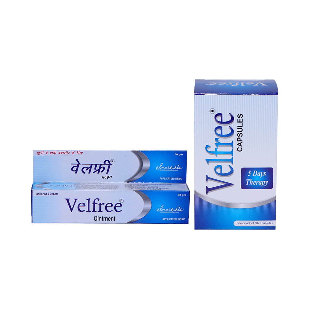 Alnavedic Pack Combo Pack of Velfree Ointment 30gm and Velfree 35 Capsules - Image 1