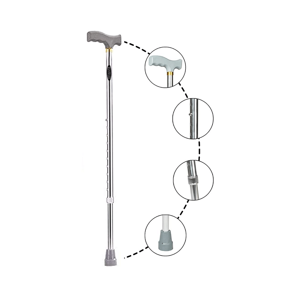 Guardian Adjustable Walking Stick Grey Aluminium - Image 2