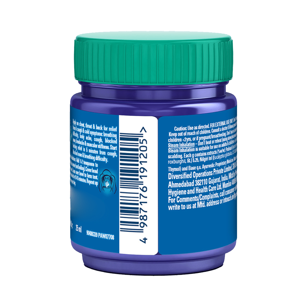 Vicks Vaporub Balm with Menthol, Camphor & Eucalyptus Oil | Relieves 6 Symptoms of Cough & Cold | Goodness of Ayurveda - Image 2