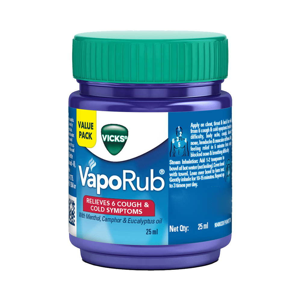 Vicks Vaporub Balm with Menthol, Camphor & Eucalyptus Oil | Relieves 6 Symptoms of Cough & Cold | Goodness of Ayurveda - Image 3