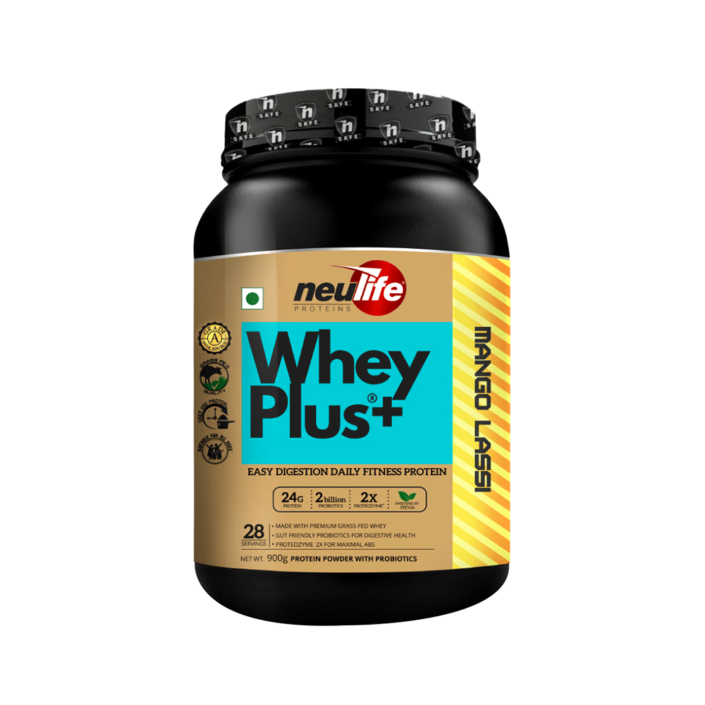 Combo Pack of Neulife Whey Plus+ Protein Powder with Probiotics Mango Lassi & Neulife Whey Plus+ Protein Powder with Probiotics Swiss Milk Chocolate (900gm Each) - Image 2