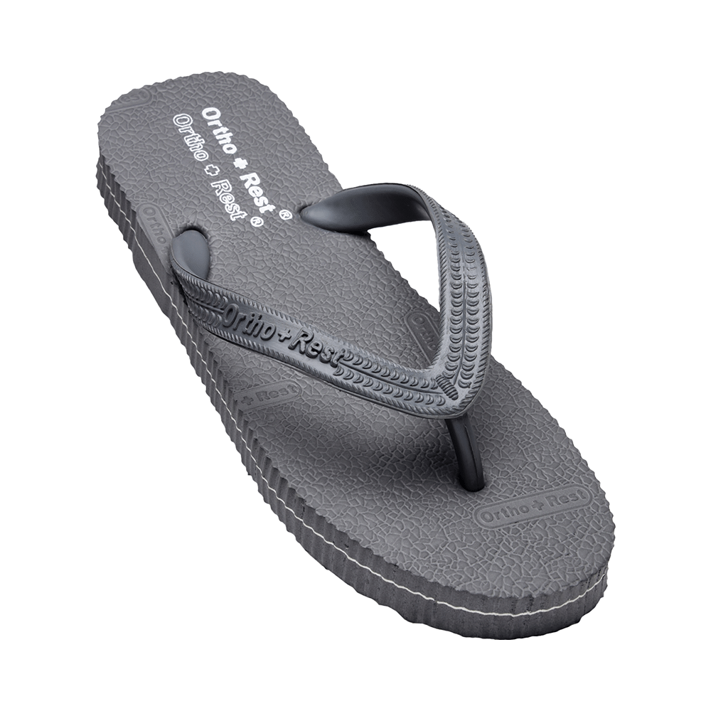 Ortho + Rest Unisex Hawaii Chappal Orthopedic Comfort, Bathroom Rubber Flip-Flops Grey 11 - Image 1