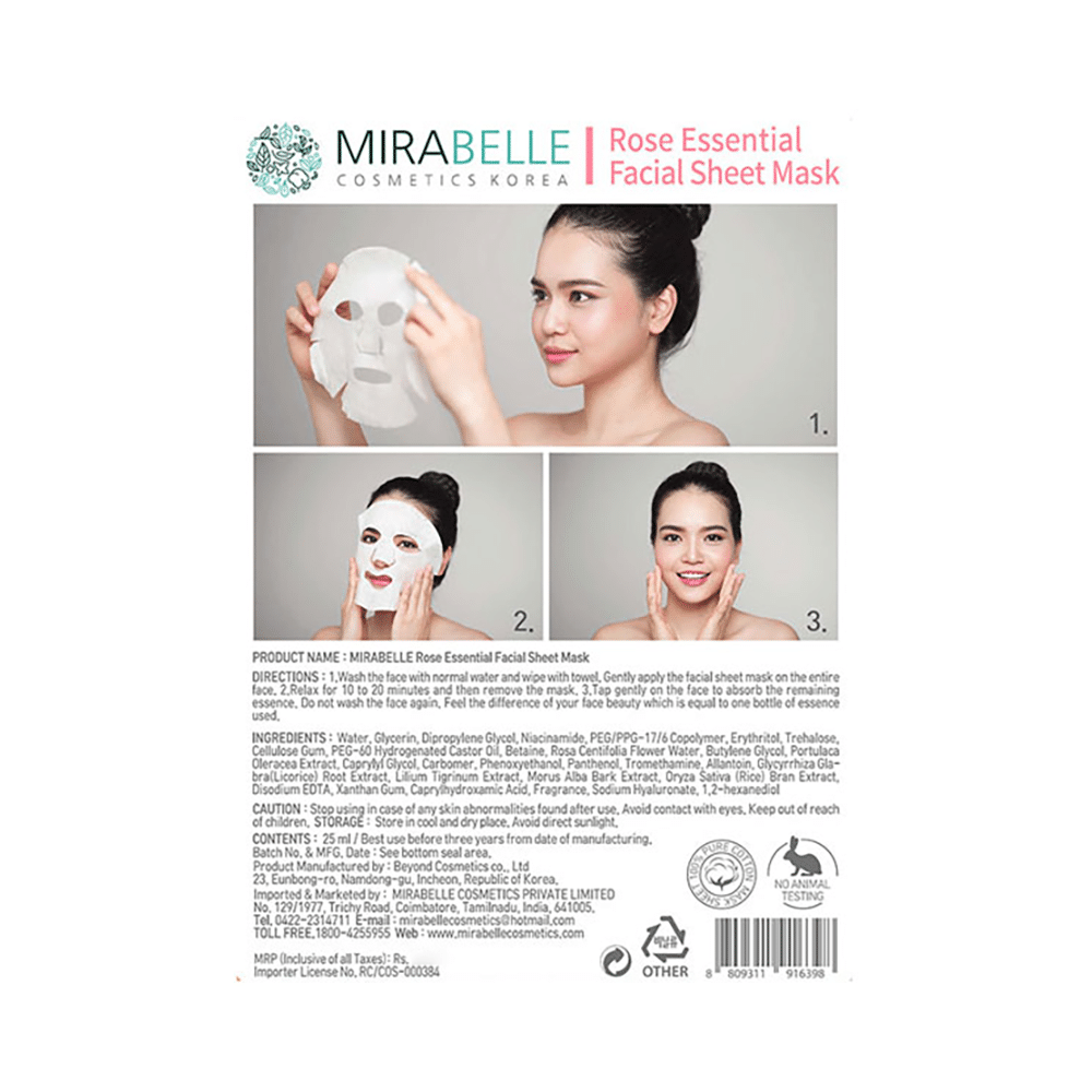 Mirabelle Cosmetics Korea Rose Essential Facial Sheet Mask - Image 2