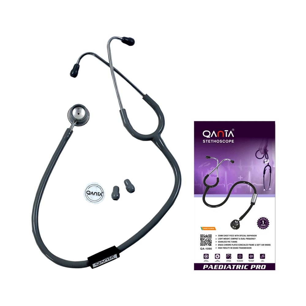 Qanta QA-1090 Paediatric Pro AL Pediatric Stethoscope With Aluminium Anodized Chest Piece Grey