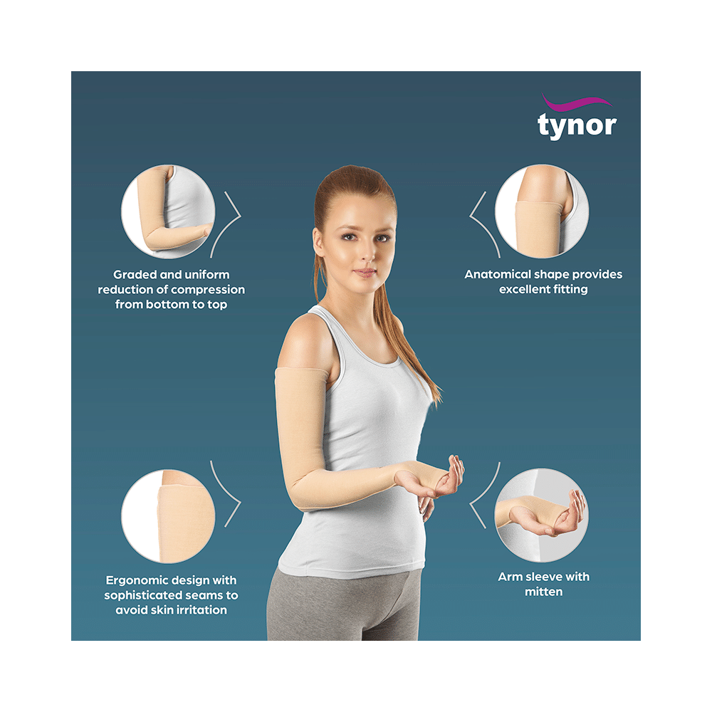 Tynor I 75 Compression Garment Arm Sleeve with Mitten Large Wide - Image 3