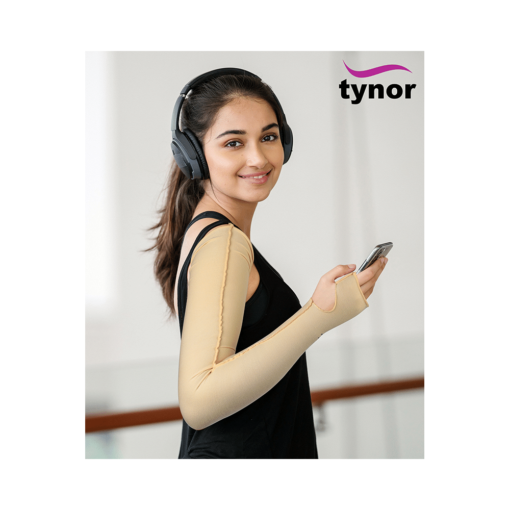 Tynor I 75 Compression Garment Arm Sleeve with Mitten Large Wide - Image 5