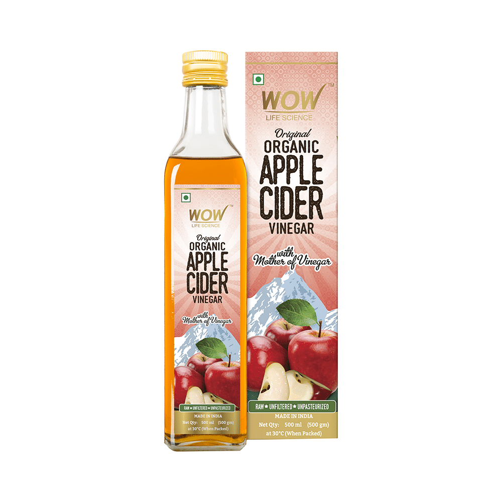 WOW Life Science Organic Apple Cider Vinegar ACV with The Mother | Raw, Unfiltered & Unpasteurized