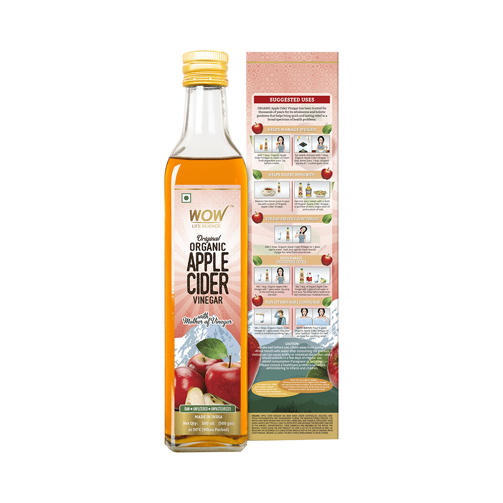 WOW Life Science Organic Apple Cider Vinegar ACV with The Mother | Raw, Unfiltered & Unpasteurized - Image 2