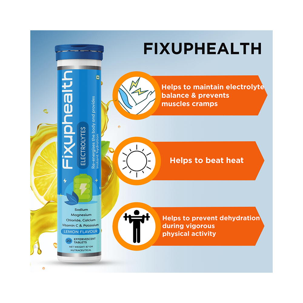 Combo Pack of Fixuphealth Natural Amla 1000mg Vit C & Zinc Effervescent Tablet Orange and Fixuphealth Electrolytes Effervescent Tablet Lemon (20 Each) - Image 14