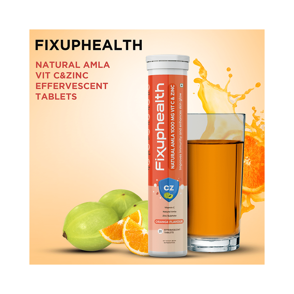 Combo Pack of Fixuphealth Natural Amla 1000mg Vit C & Zinc Effervescent Tablet Orange and Fixuphealth Electrolytes Effervescent Tablet Lemon (20 Each) - Image 6