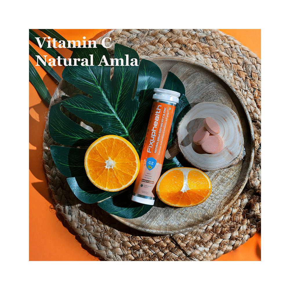 Combo Pack of Fixuphealth Natural Amla 1000mg Vit C & Zinc Effervescent Tablet Orange and Fixuphealth Electrolytes Effervescent Tablet Lemon (20 Each) - Image 7