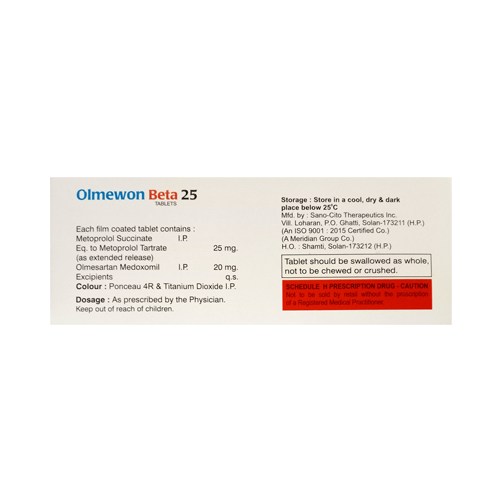Olmewon Beta 25 Tablet ER - Image 2