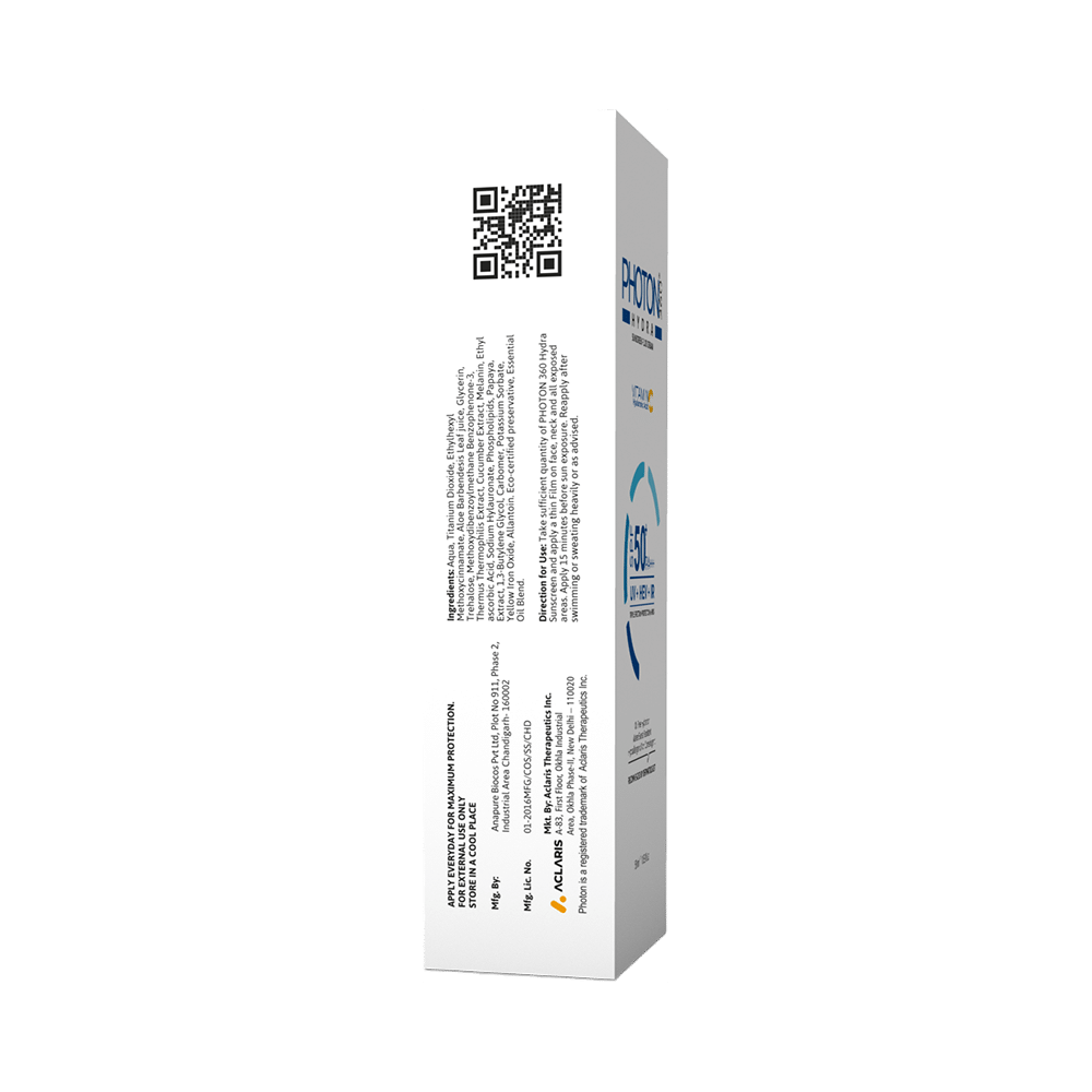 Photon Hydra 360 Sunscreen Fluid Cream | With Hyaluronic Acid & Vitamin C | SPF 50+ PA+++ - Image 2
