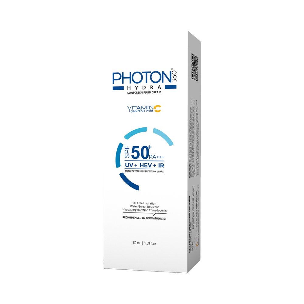 Photon Hydra 360 Sunscreen Fluid Cream | With Hyaluronic Acid & Vitamin C | SPF 50+ PA+++ - Image 1