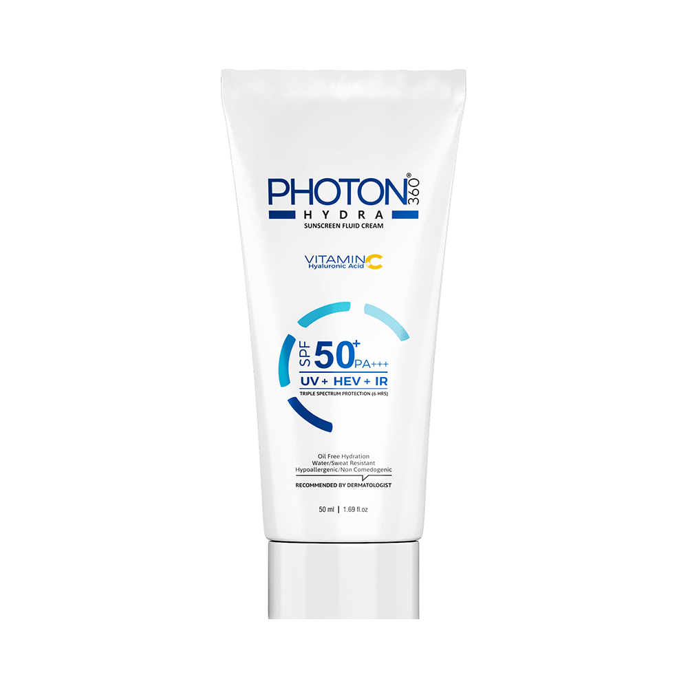Photon Hydra 360 Sunscreen Fluid Cream | With Hyaluronic Acid & Vitamin C | SPF 50+ PA+++ - Image 4