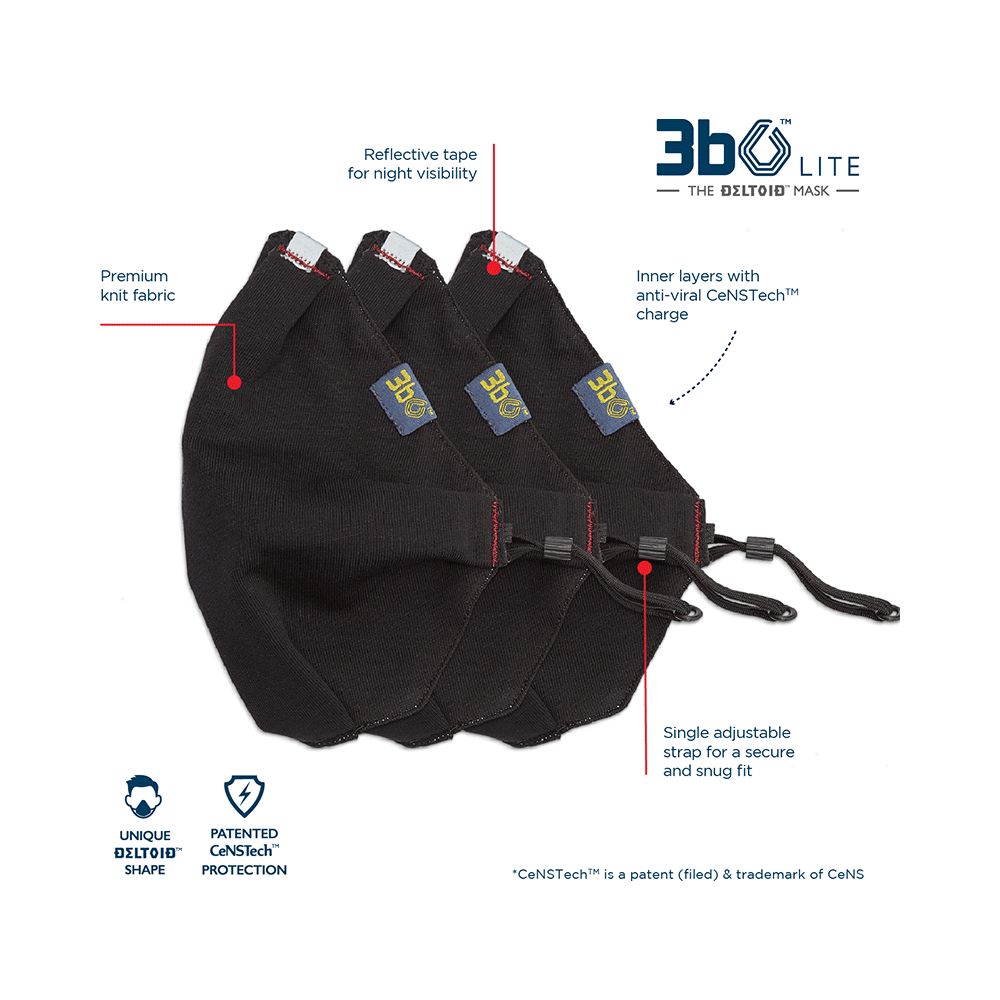 3bo Large Black Deltoid Lite Face Mask with Knit Fabric - Image 2